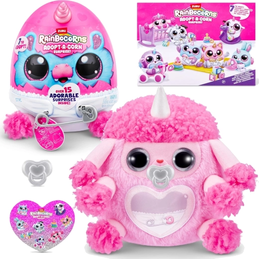rainbocorns adopt-a-corn surprise pluș cu surpriză de la zuru