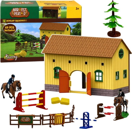 Grajd pentru cai cu obstacole de sărituri și figurine de călăreți (69 piese) Harvest Period