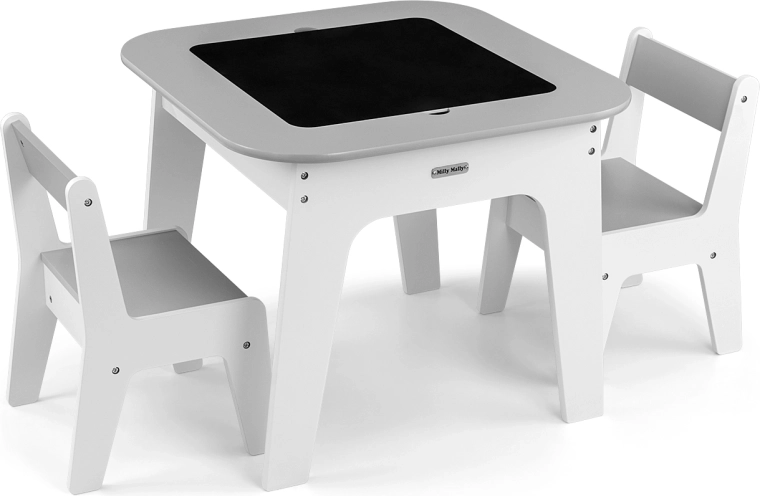 Set de mobilier pentru copii Milly Mally Olaf Grey – măsuță și 2 scăunele