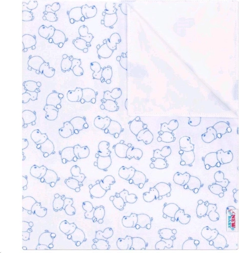 Pernuță flanelată impermeabilă NEW BABY, hipopotam