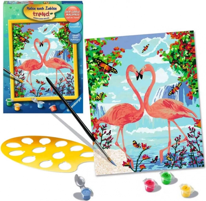 Pictură după numere - Flamingo îndrăgostiți