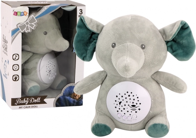 Ursuletul adormit Elefănțel cu proiecție de stele și melodii - gri