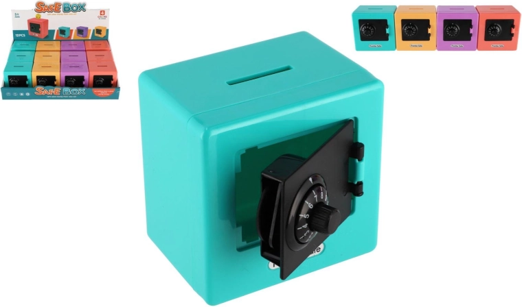 Pușculiță în formă de seif – mini seif cu cifru rotativ, 4 culori