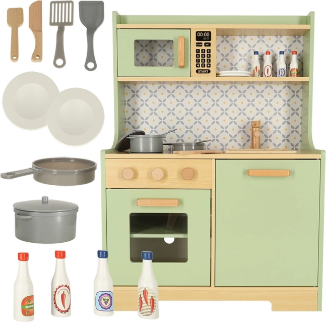 Bucătărie de lemn pentru copii, culoare mentă