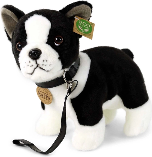 Bulldog francez de pluș cu lesă, 23 cm