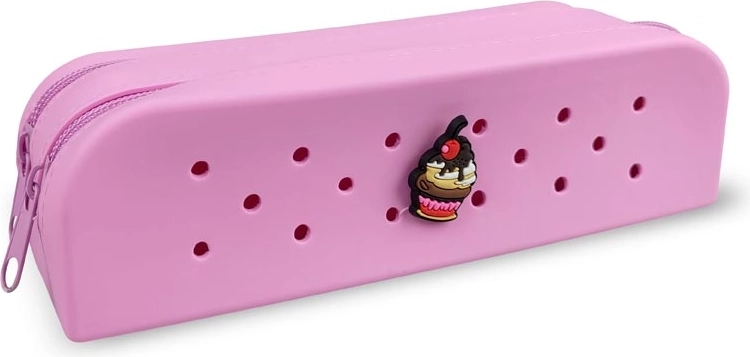 Gifty penar dublu din silicon roz cu pin decorativ