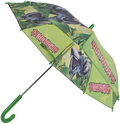 Umbrelă mecanică verde pentru copii, cu dinozauri