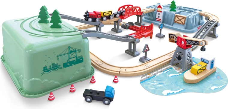 Set feroviar în cutie Port HAPE Railway Bucket Harbour Set