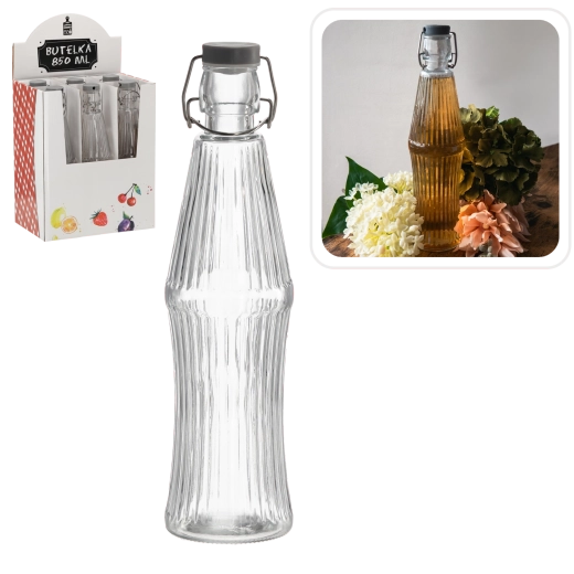 Sticlă de sticlă 850 ml cu închidere mecanică