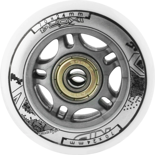 Set de roți PU albe 70 × 24 mm cu rulmenți ABEC 7 NILS EXTREME