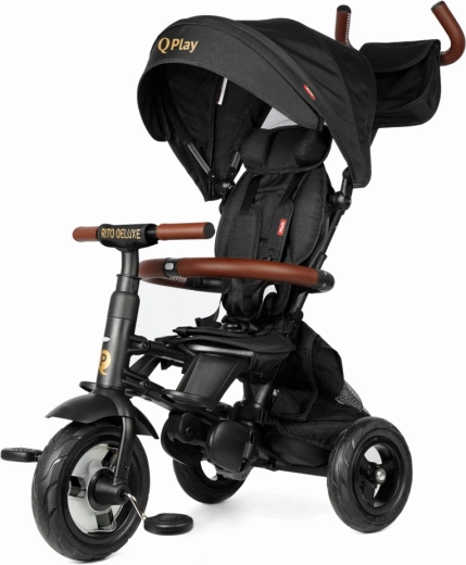 Tricicletă QPlay Rito Deluxe Rubber neagră