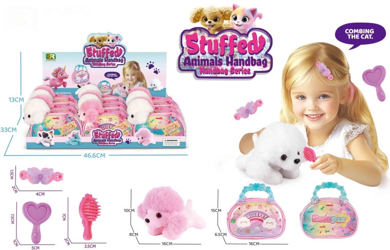 Cățeluș de pluș în geantă 16 cm cu accesorii