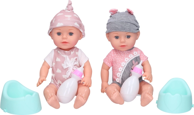 Bebeluș cu oliță și biberon