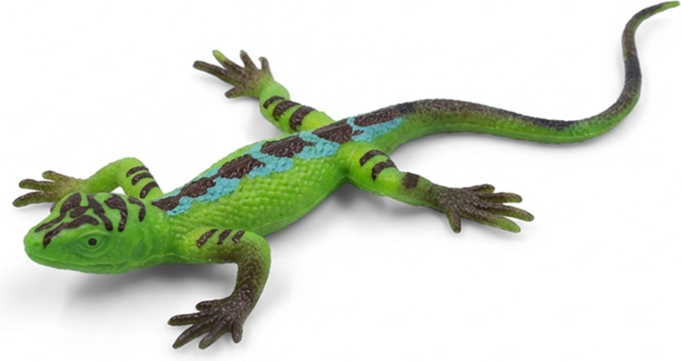 Șopârlă verde din cauciuc, 17 cm