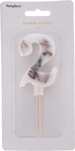 Lumânare pentru tort floare albă numărul 2, 8 cm