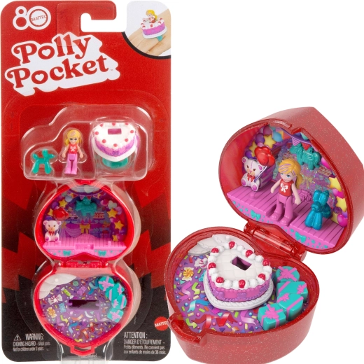 Compactă aniversară în formă de inimă Polly Pocket pentru cea de-a 80-a aniversare Mattel