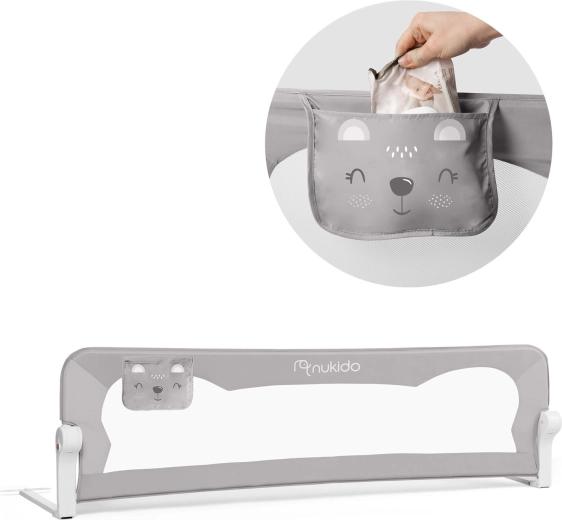 Barieră de pat 180 × 42 × 35 cm Nukido gri