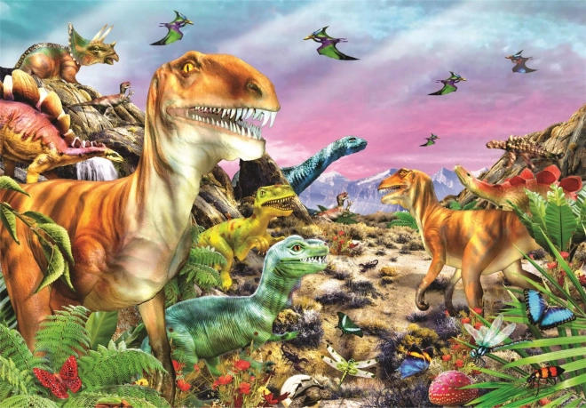 Puzzle Țara dinozaurilor 104 piese CLEMENTONI