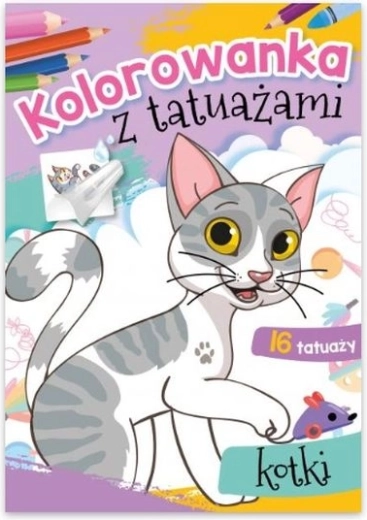Tatuaje cu pisici – carte de colorat și set de tatuaje lavabile