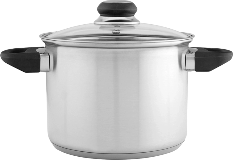 Oală înaltă din inox Emilio 3,3 l cu capac din sticlă