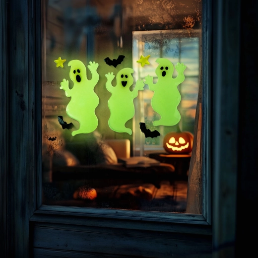 Decorațiune fosforescentă de Halloween pentru fereastră, cu fantomă - 1 bucată