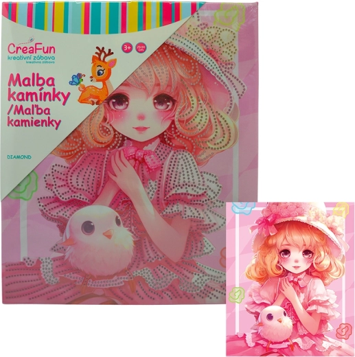 Pictură cu diamante – păpușă roz 25 × 30 cm