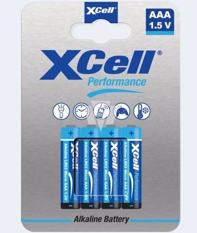 Baterii alcaline XCell AAA (LR03) 1,5 V – blister 4 buc