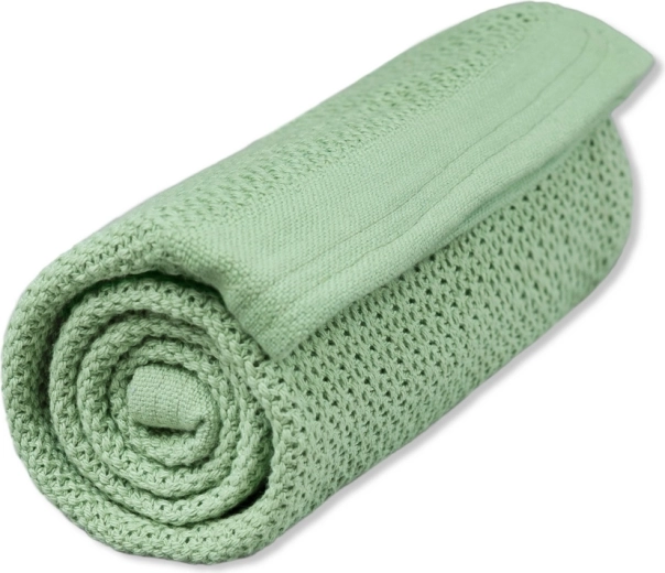 Pătură Vinter & Bloom din bumbac organic Soft grid dew green