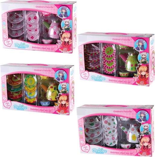 Set de ceai din tablă cu imprimeu, 15 piese