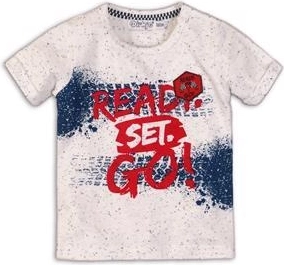 Tricou pentru copii cu mânecă scurtă DIRKJE – Ready Set Go, alb