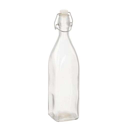 Sticlă de sticlă 950 ml cu bază pătrată și închidere mecanică