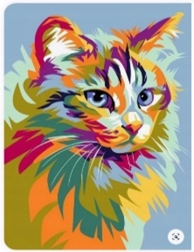 Pictură cu diamante Pisică pastel 30 × 40 cm