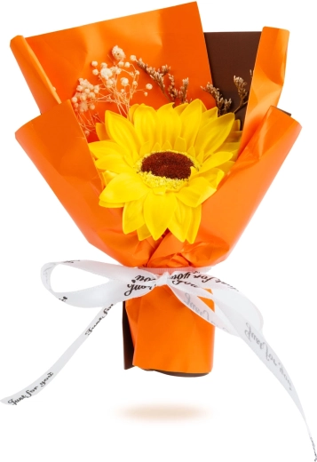 Buchet decorativ artificial cu floarea-soarelui - 1 bucată