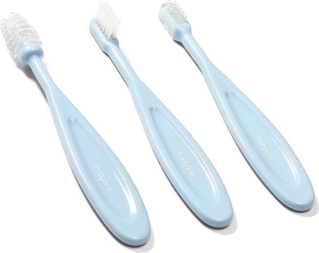 Babyono set de periuțe de dinți pentru copii 3 buc, turcoaz