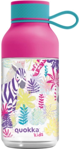 Sticlă pentru copii din Tritan Quokka Kids Ice Zebras cu buclă 430 ml
