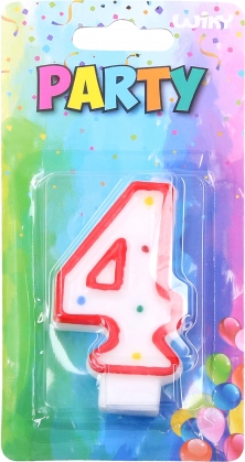 Lumânare aniversară numărul 4 roșie