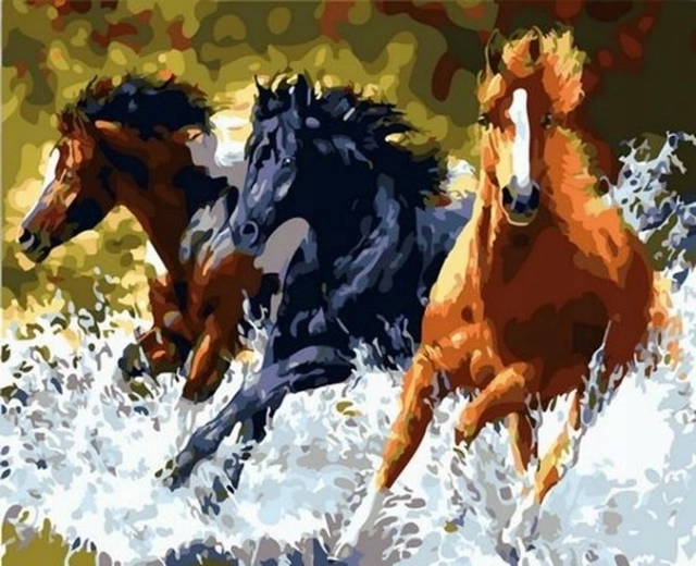 Norimpex pictură pe numere Trei cai în galop 40 × 50 cm