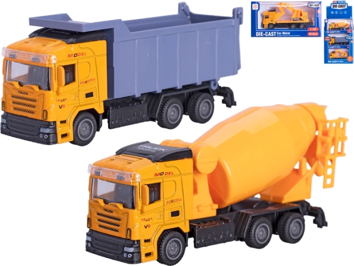 Model metalic vehicul de construcții 1:50 cu mecanism de întoarcere, mix tipuri