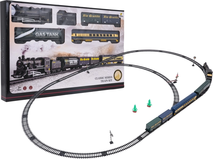 Tren retro cu vagoane și șine 170 × 101 cm