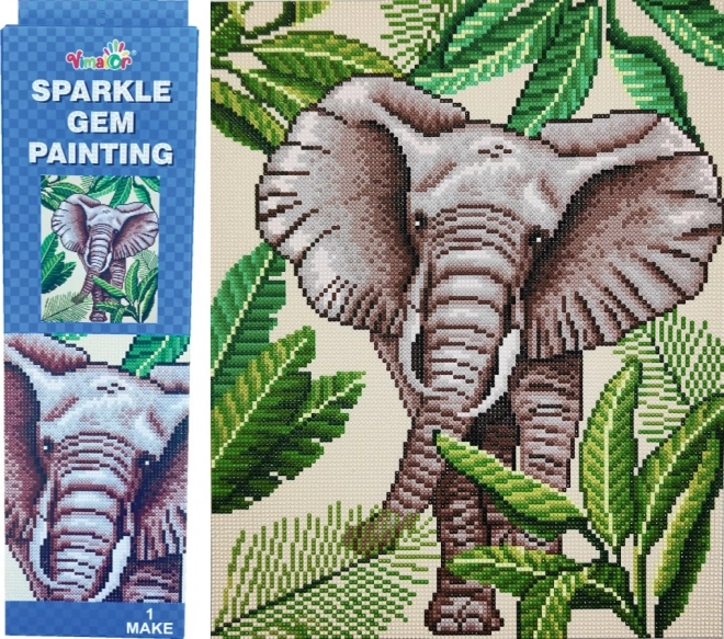 Pictură cu diamante Elefant 34 × 43 cm