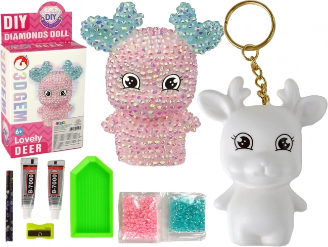 Set creativ DIY ren diamant roz 3D pandantiv cu cristale