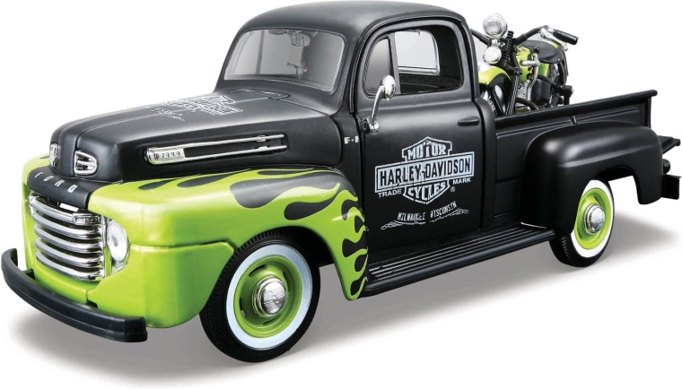 Maisto Harley-Davidson custom 1948 Ford F-1 pickup cu motocicleta 1948 FL Panhead 1:24