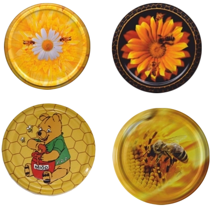 Set de capace metalice 82 mm cu motiv albinuță – 10 buc