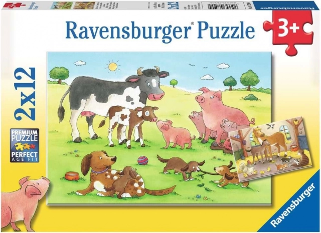 RAVENSBURGER Puzzle Ferma de animale 2x12 piese