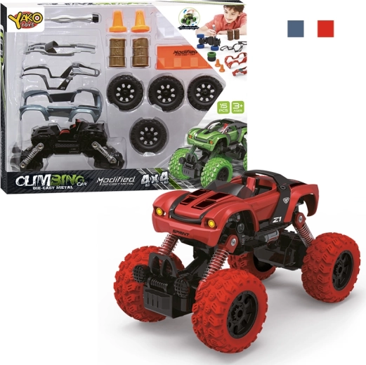 Set de construcție mașină off-road 4WD 1:32 cu mecanism pull-back, 15 piese