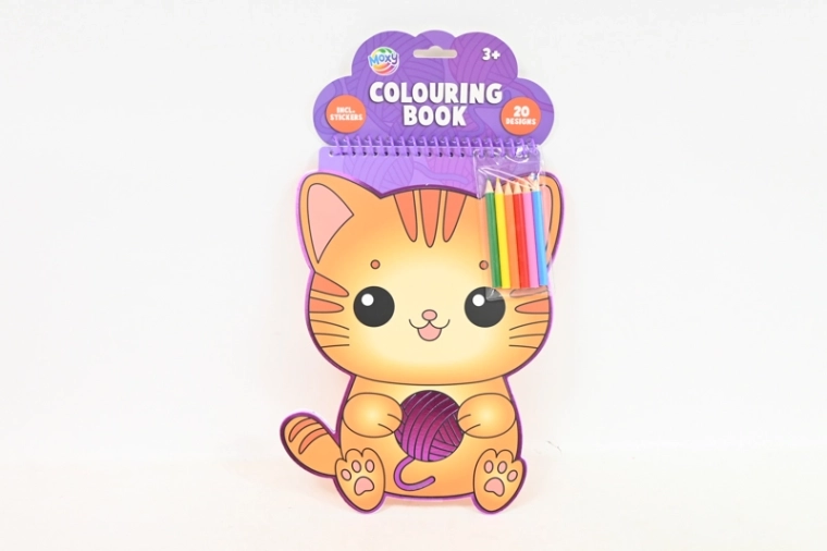 Caiet de colorat cu pisici și 6 creioane colorate (20 de foi)