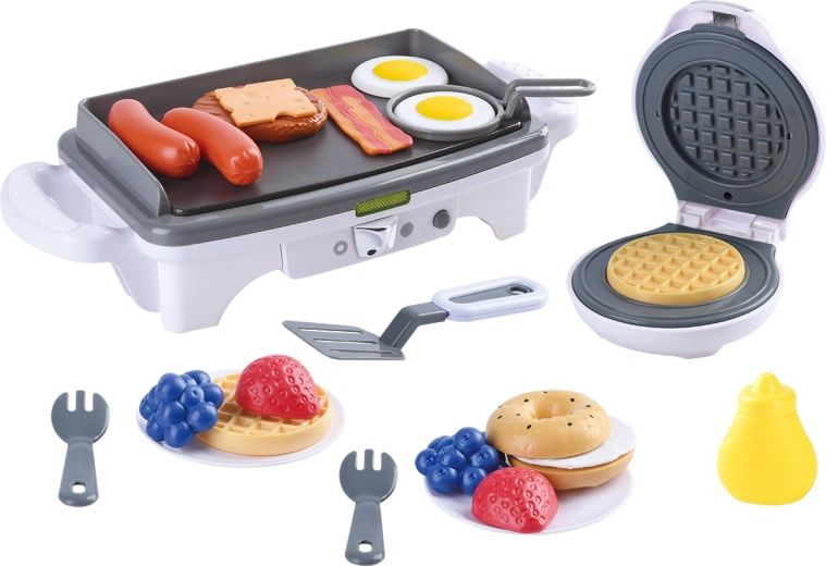 Set de bucătărie Playgo: aparat de vafe și grătar cu efecte - 1 bucată