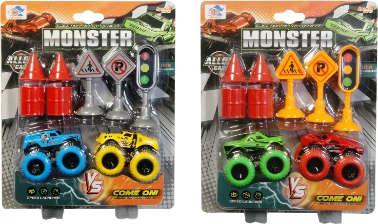 Mașină cu accesorii – vehicul off-road și semne rutiere