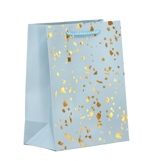 Pungă cadou cu buline aurii, 23 × 18 × 10,5 cm