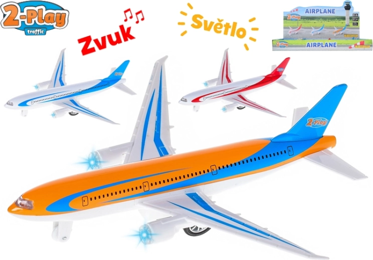 Avion de pasageri metalic 2-Play 18,5 cm cu lumină și sunet